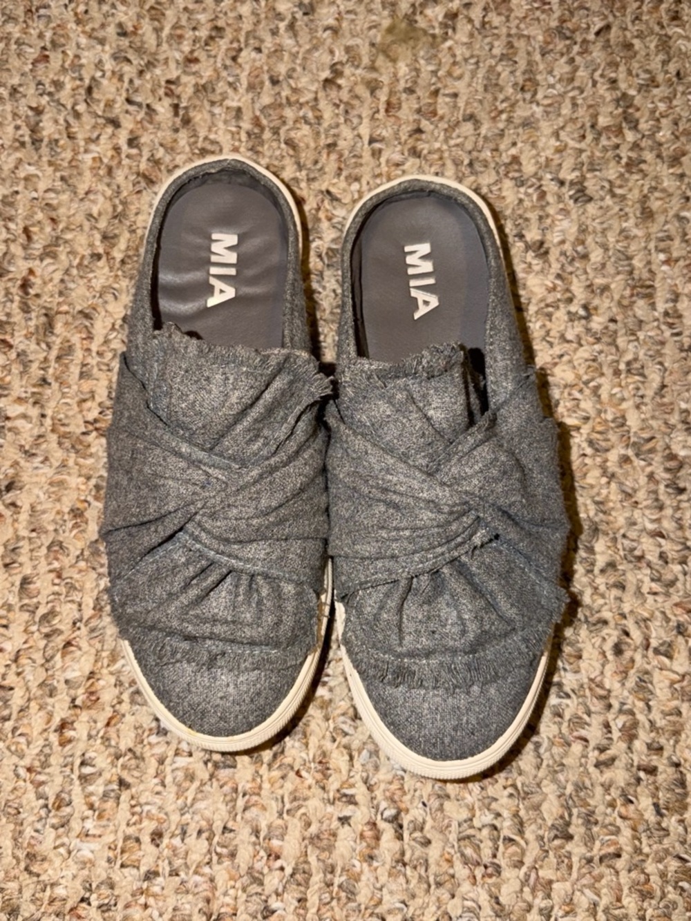 MIA Gray Knotted Slip-On Flats